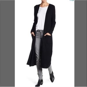 Extra Long Ribbed Knit Cardigan black